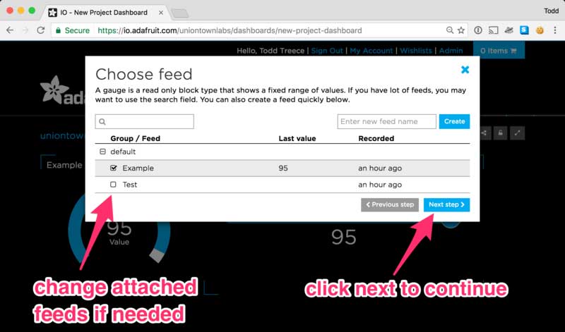change the feeds attached to the block if needed