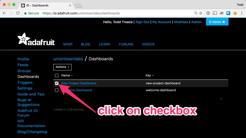 Editing a Dashboard