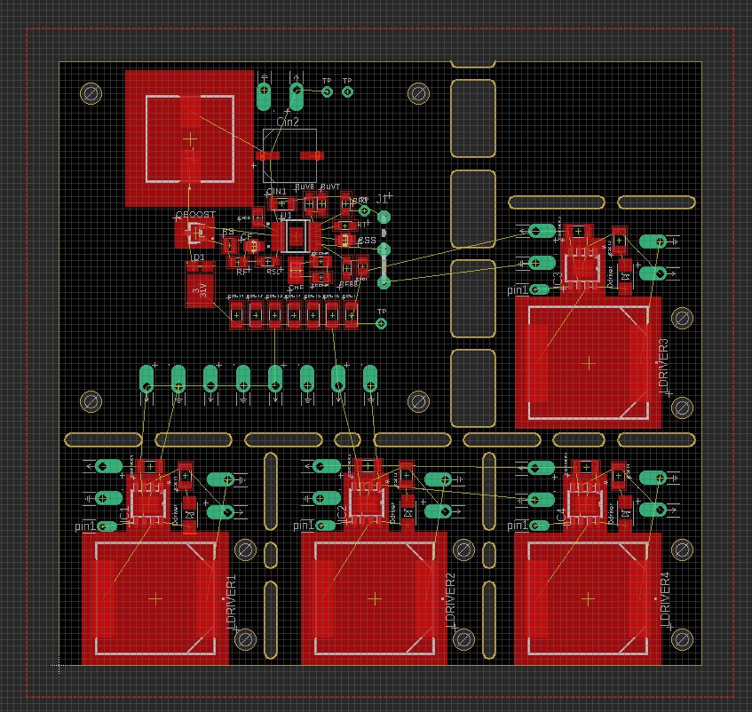 The components arranged on the board