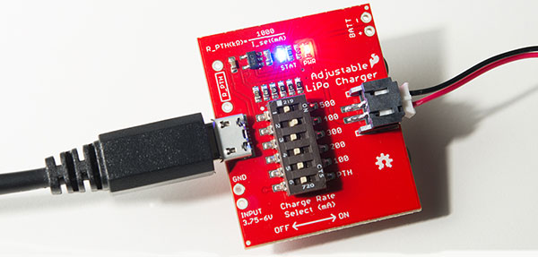 Battery is Installed and Blue Status LED Turned On