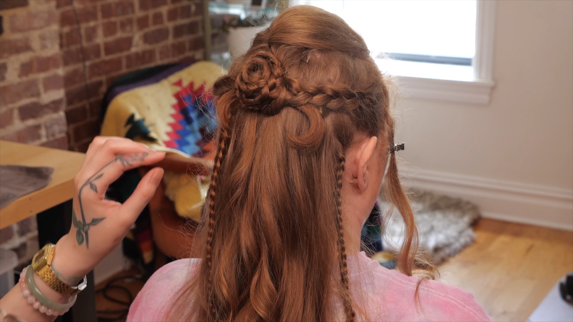 braided half updo