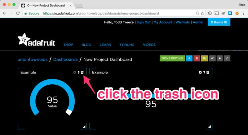 Delete A Block By Clicking On The Trash Can Icon